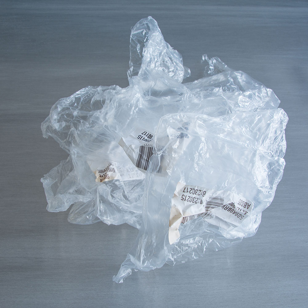 PE film with paper labels, pallet wrap